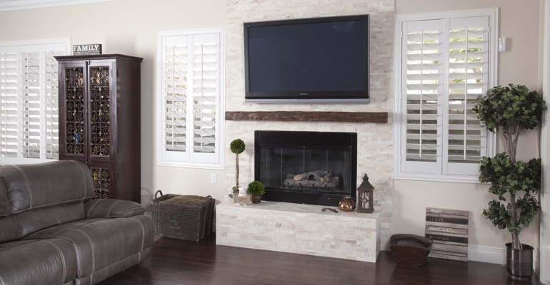 interior shutters in New York living room